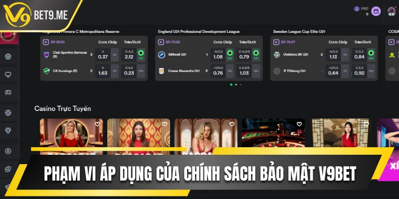 Các phạm vi áp dụng cụ thể của chính sách bảo mật V9bet