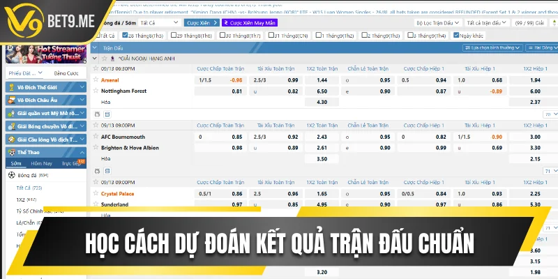 Học cách dự đoán kết quả trận đấu chuẩn từ chuyên gia