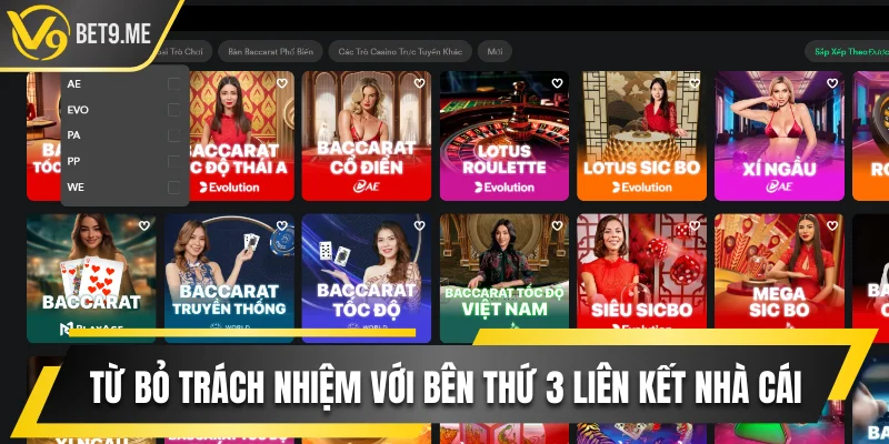 Loại trừ quyền xử lý với bên thứ 3 liên kết với nhà cái