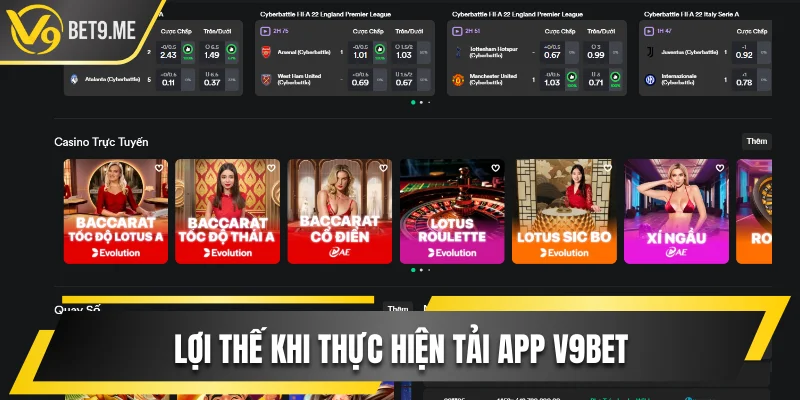Lợi thế khi thực hiện tải app V9bet
